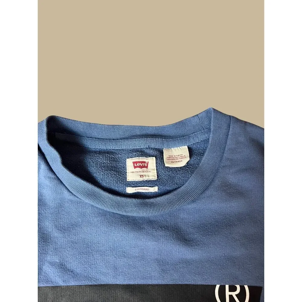 LEVI’S STANDARD GRAPHIC CREWNECK SWEATSHIRT IN SUNSET BLUE, Size: XS